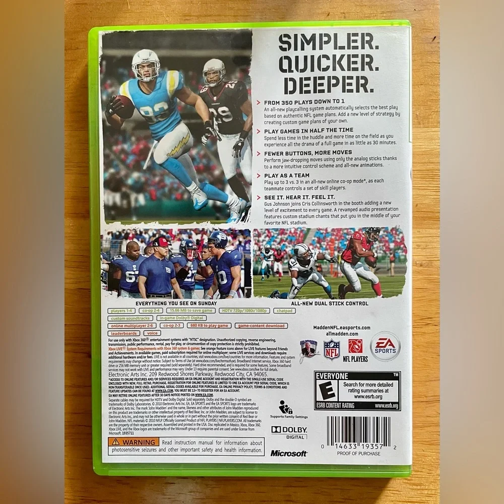 MADDEN 11 XBOX 360 Game